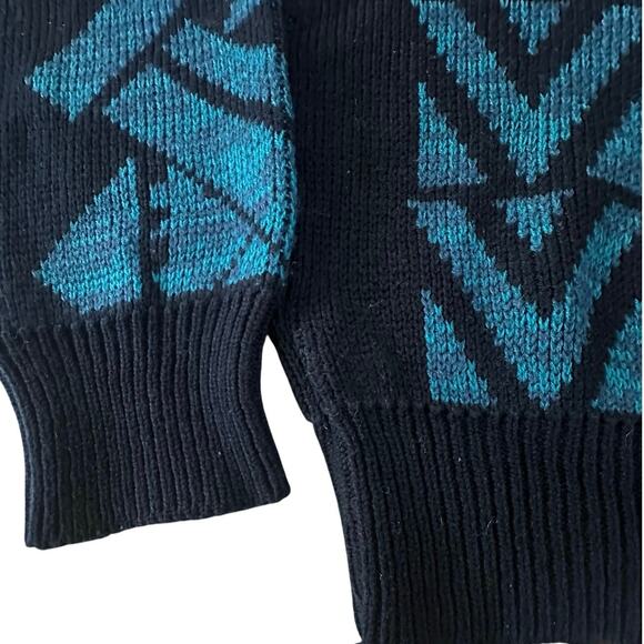 VTG Cosby Sweater Mens XL Blue Abstract Geometric Knit Pullover Crewneck 90s Y2K - Picture 10 of 14
